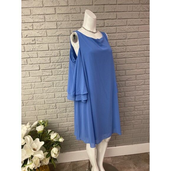 Jessica Howard Women Cold Shoulder Flutter Sleeves Shift Dress Size 16 - Picture 2 of 9